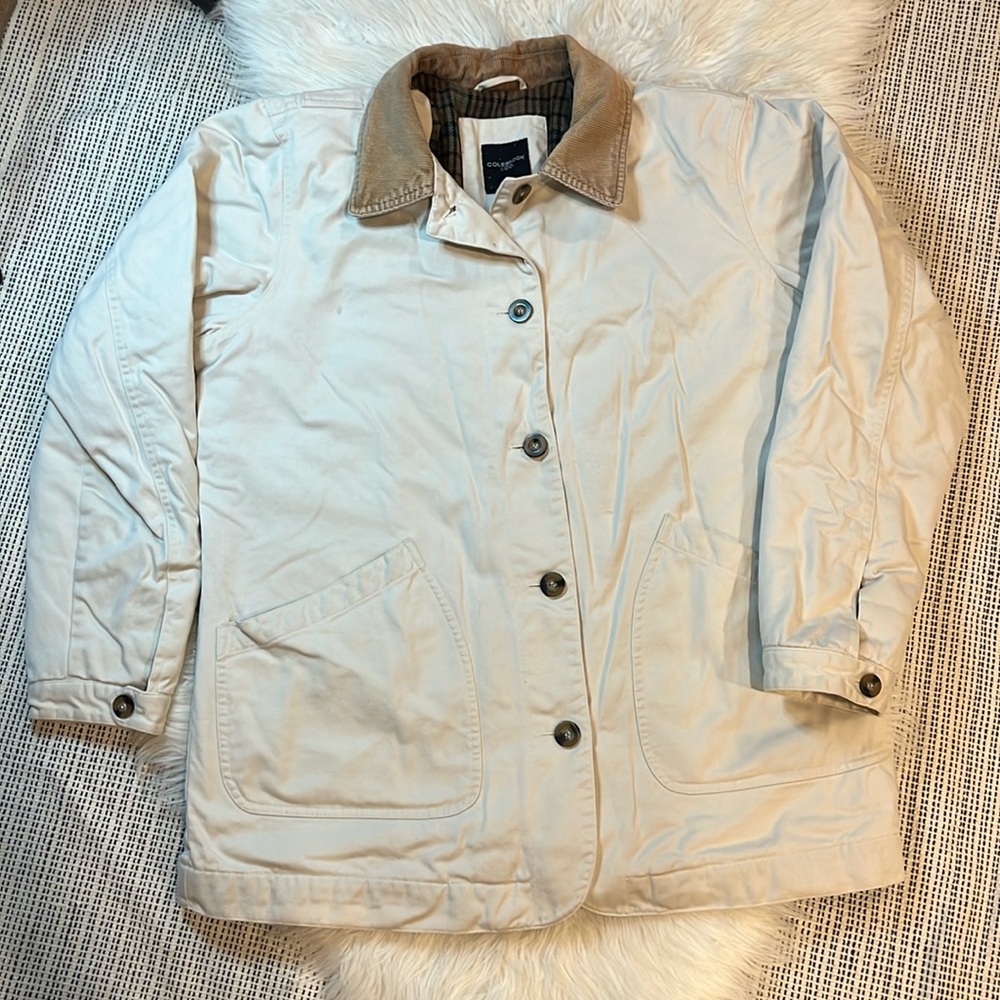 Women's Beige Jacket with Brown Collar